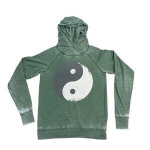 WELL Worn Los Angeles Yin Yang Hooded Long Sleeve Shirt size Medium